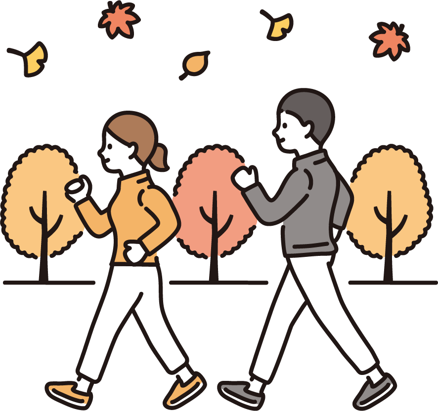 ウォーキングをしている男女のイラスト