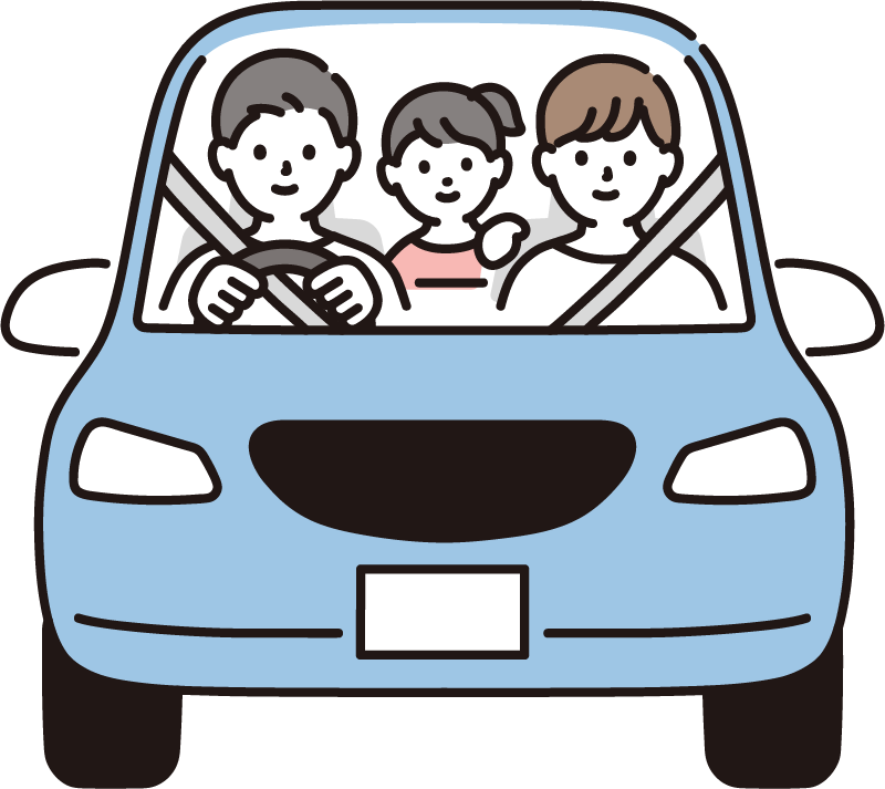 車を運転する家族のイラスト